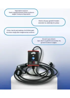3.5 Kw 15 Metre Taşınabilir Elektrikli Araç Şarj Cihazı - 2