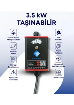 3.5 Kw Taşınabilir Elektrikli Araç Şarj Cihazı - 1
