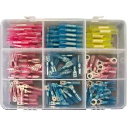 Cable connector assortment, butt connectors/ring cable lugs/flat receptacles/faston plugs, 110 pieces, 4181110D10