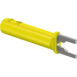 Adapter, cable lug 2-4.1 mm to 4 mm socket, yellow, CAT II, 23.0480-24