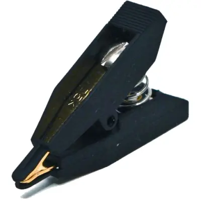 Kelvin alligator clip, black, max. 3 mm, L 41.3 mm, screw connection, BU-75K - 1