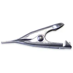 Alligator clip, silver, max. 5.6 mm, L 27.8 mm, solder/crimp connection, BU-34