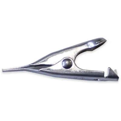Alligator clip, silver, max. 5.6 mm, L 27.8 mm, solder/crimp connection, BU-34 - 1