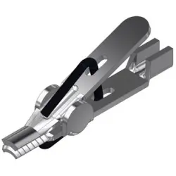 Miniature alligator clip, silver, max. 1 mm, L 17 mm, CAT O, solder/crimp connection, 930476001
