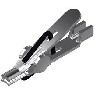 Miniature alligator clip, silver, max. 1 mm, L 17 mm, CAT O, solder/crimp connection, 930476001 - 1