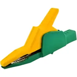Alligator clip, green/yellow, max. 30 mm, L 85 mm, CAT II, socket 4 mm, 972405188