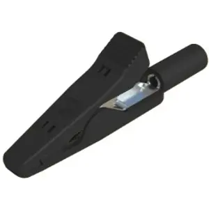 Miniature alligator clip, black, max. 4 mm, L 41.5 mm, CAT O, socket 2 mm, 930317800 - 1