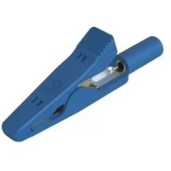 Miniature alligator clip, blue, max. 4 mm, L 41.5 mm, CAT O, socket 2 mm, 930317802