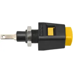 Quick pressure clamp, 12.5 mm, yellow, 30 VAC/60 VDC, 5 A, flat plug/solder connection, nickel-plated, ESD 6554 / GE