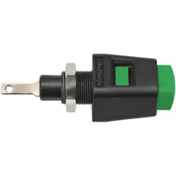 Quick pressure clamp, 12.5 mm, green, 30 VAC/60 VDC, 5 A, flat plug/solder connection, nickel-plated, ESD 6554 / GN