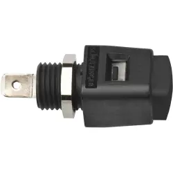 Quick pressure clamp, 12.5 mm, black, 30 VAC/60 VDC, 16 A, faston plug, nickel-plated, ESD 498 / SW