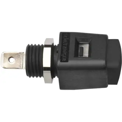 Quick pressure clamp, 12.5 mm, black, 30 VAC/60 VDC, 16 A, faston plug, nickel-plated, ESD 498 / SW - 1