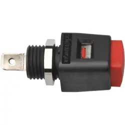 Quick pressure clamp, 12.5 mm, red, 30 VAC/60 VDC, 16 A, faston plug, nickel-plated, ESD 498 / RT