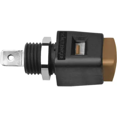 Quick pressure clamp, 12.5 mm, brown, 30 VAC/60 VDC, 16 A, faston plug, nickel-plated, ESD 498 / BR - 1