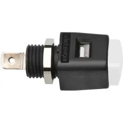 Quick pressure clamp, 12.5 mm, white, 30 VAC/60 VDC, 16 A, faston plug, nickel-plated, ESD 498 / WS