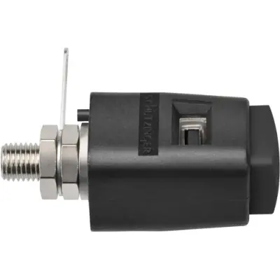 Quick pressure clamp, black, 30 VAC/60 VDC, 16 A, solder connection/cable lug, nickel-plated, SDK 504 / SW - 1