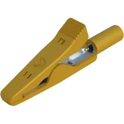 Alligator clip, yellow, max. 4 mm, L 41.5 mm, CAT O, socket 2 mm, 973584103