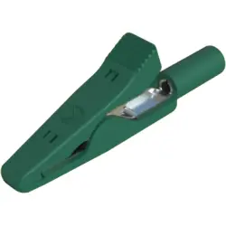 Alligator clip, green, max. 4 mm, L 41.5 mm, CAT O, socket 2 mm, 973584104