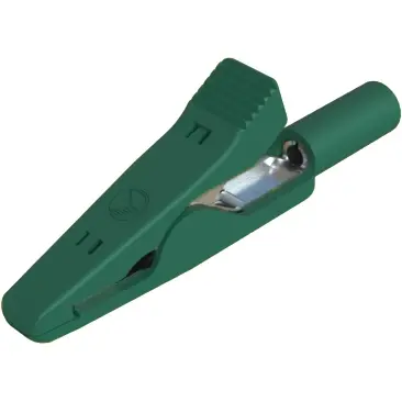Alligator clip, green, max. 4 mm, L 41.5 mm, CAT O, socket 2 mm, 973584104 - 1