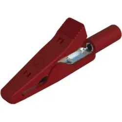 Alligator clip, red, max. 4 mm, L 41.5 mm, CAT O, socket 2 mm, 973584101