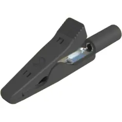 Alligator clip, black, max. 4 mm, L 41.5 mm, CAT O, socket 2 mm, 973584100