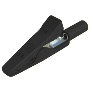 Miniature alligator clip, black, max. 4 mm, L 41.5 mm, CAT O, crimp connection, 930318100 - 1