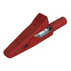 Miniature alligator clip, red, max. 4 mm, L 41.5 mm, CAT O, crimp connection, 930318101