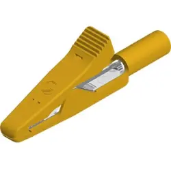 Alligator clip, yellow, max. 4 mm, L 41.5 mm, CAT O, socket 2 mm, 930319103