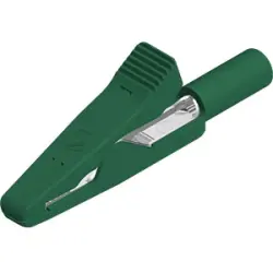 Alligator clip, green, max. 4 mm, L 41.5 mm, CAT O, socket 2 mm, 930319104