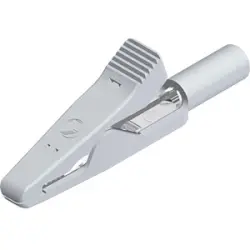 Alligator clip, white, max. 4 mm, L 41.5 mm, CAT O, socket 2 mm, 930319107