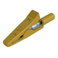 Miniature alligator clip, yellow, max. 4 mm, L 41.5 mm, CAT O, crimp connection, 930318103