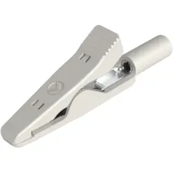 Miniature alligator clip, white, max. 4 mm, L 41.5 mm, CAT O, crimp connection, 930318107