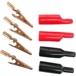 Alligator clip kit, red/black, L 58 mm, solder/crimp connection, 010012