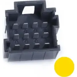JPT male connector, type A, 12 pole, press-in connection, straight, tin-plated, PFT-JPT-12POL-3X4-YELLOW