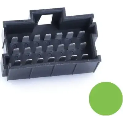 JPT male connector, type A, 21 pole, press-in connection, straight, tin-plated, PFT-JPT-21POL-3X7-GREEN - 1
