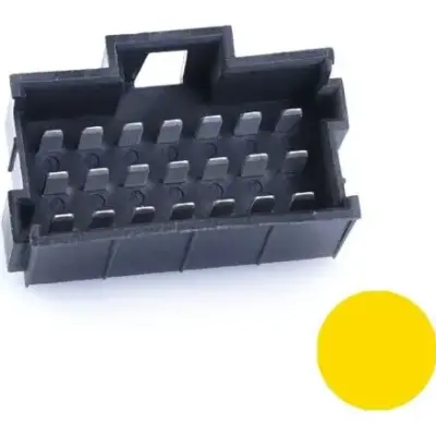 JPT male connector, type A, 21 pole, press-in connection, straight, tin-plated, PFT-JPT-21POL-3X7-YELLOW - 1