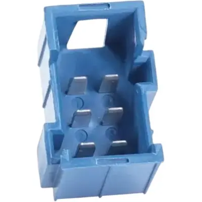 JPT male connector, type A, 6 pole, press-in connection, straight, tin-plated, PFT-JPT-6POL-3X2-BLUE - 1