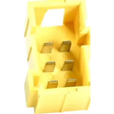 JPT male connector, type A, 6 pole, press-in connection, straight, tin-plated, PFT-JPT-6POL-3X2-YELLOW - 1
