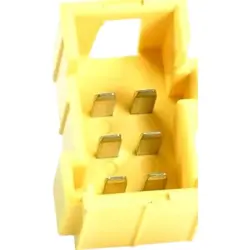 JPT male connector, type A, 6 pole, press-in connection, straight, tin-plated, PFT-JPT-6POL-3X2-YELLOW