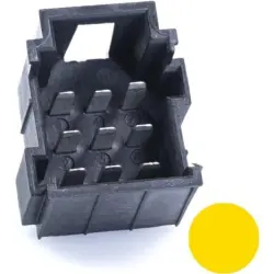 JPT male connector, type A, 9 pole, press-in connection, straight, tin-plated, PFT-JPT-9POL-3X3-YELLOW