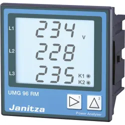 Energy meter, RS485, USB, D-Sub-9 connector, (L x W x H) 96 x 96 x 78 mm, UMG 96RM-P (24V..90V)
