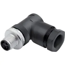 Plug, M12, 3 pole + PE, screw connection, screw locking, angled, 44423142