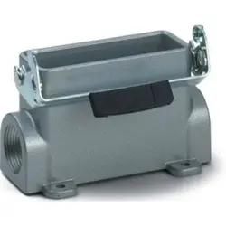 Surface mount housing, size HA10, aluminum alloy, 2 x M20, angled, longitudinal bow locking, IP65, 19450100