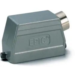 Grommet housing, size HB10, aluminum alloy, PG16/PG21, angled, longitudinal bow locking, IP65, 10042800