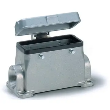 Surface mount housing, size HB10, aluminum alloy, M20/M25, angled, cross bow locking, IP40/IP65, 19036000 - 1