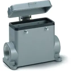 Surface mount housing, size HB10, aluminum alloy, 2 x M25/M32, angled, cross bow locking, IP40/IP65, 79046400