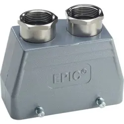 Grommet housing, size HB16, aluminum alloy, 2 x M25, straight, cross bow locking, IP65, 19080500