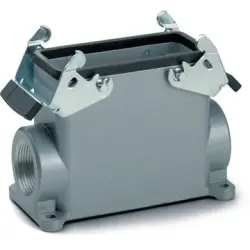 Surface mount housing, size HB16, aluminum alloy, M25/M32, angled, cross bow locking, IP65, 79085400