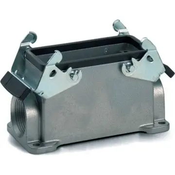 Surface mount housing, size HB16, aluminum alloy, 2 x M25, angled, cross bow locking, IP65, 19075000 - 1