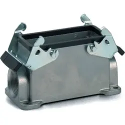 Surface mount housing, size HB16, aluminum alloy, 2 x M25, angled, cross bow locking, IP65, 19075000